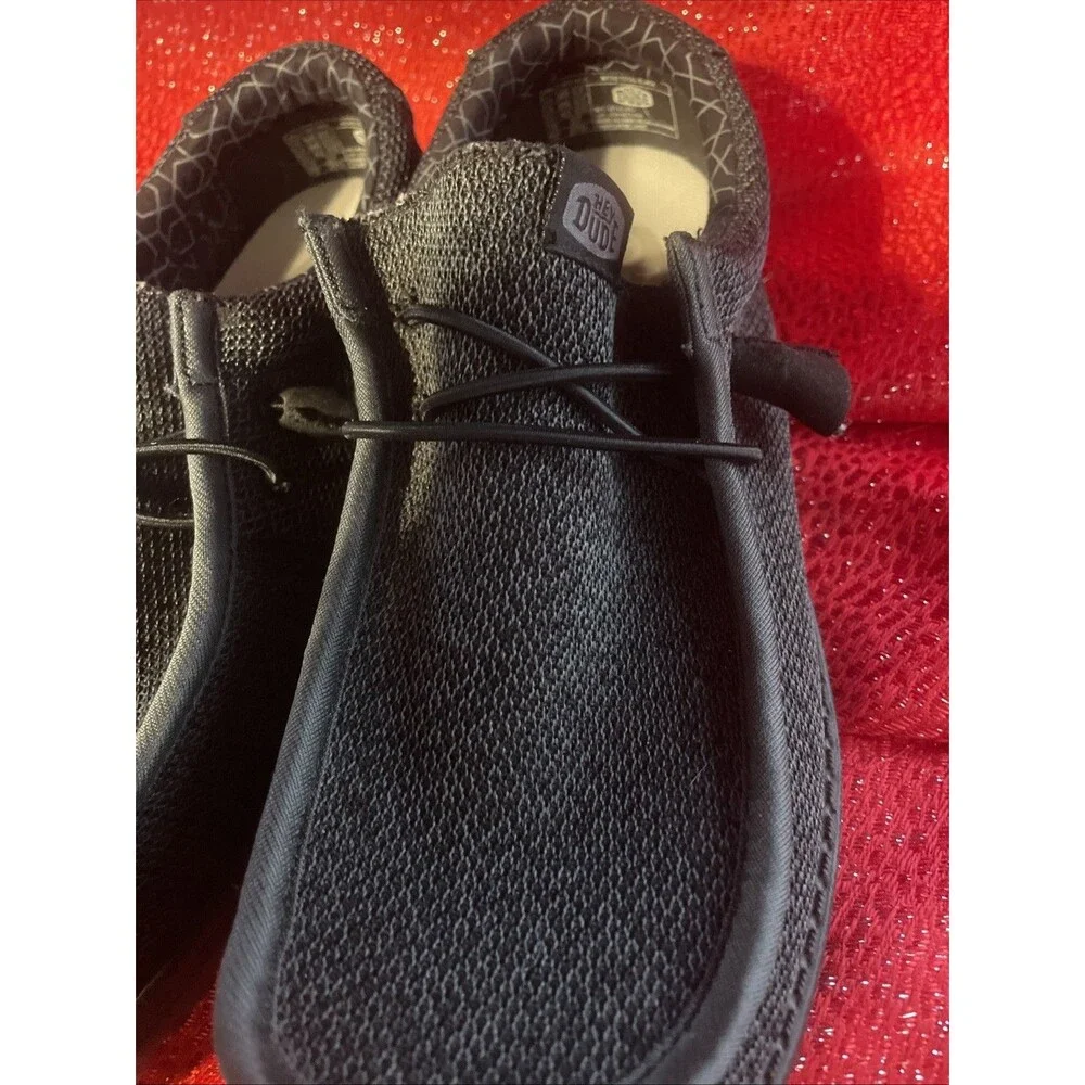 Hey Dude Men's Wally Sox Wide Size M9EE Loafer Shoes - Micro Total Black